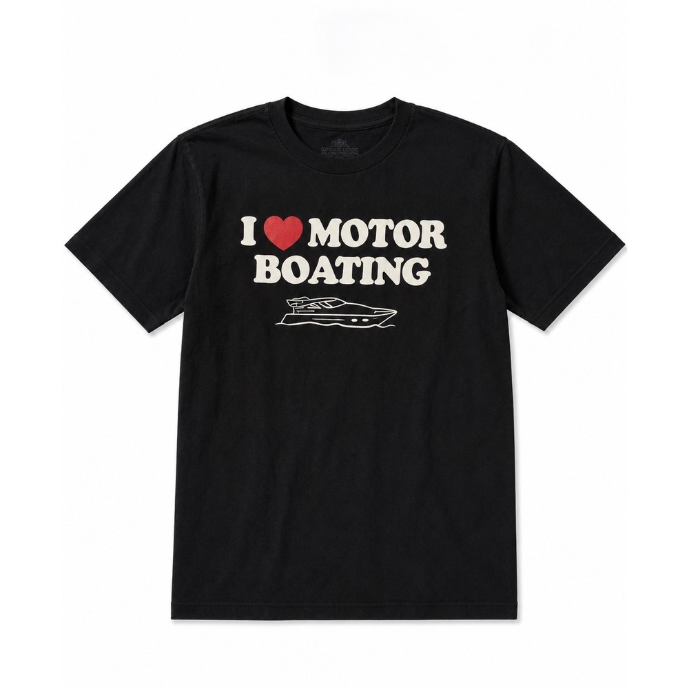 Danny Duncan I Heart Motor Boating T-Shirt Small Black Cotton Graphic Tee Humor